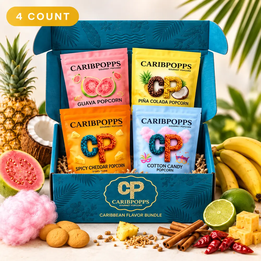 Carib Popps four bag mix and match popcorn gift box